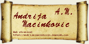 Andrija Mačinković vizit kartica